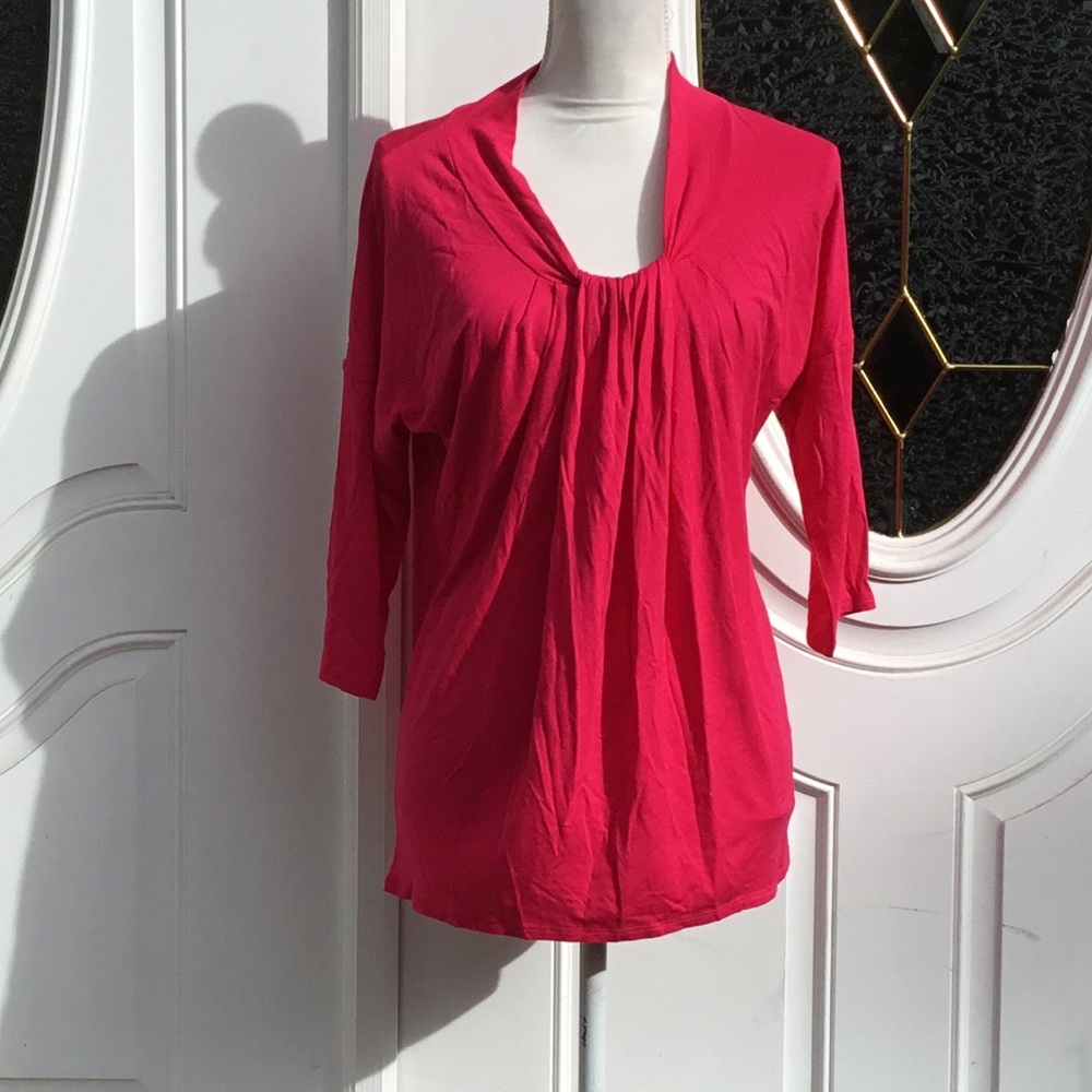 Nine West Pink Relaxed Ruched Blouse